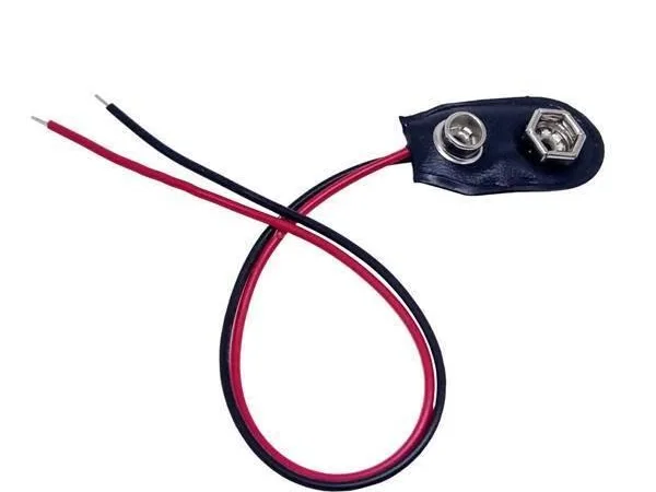 9-Volt Battery Connector Clip with Red and Black Wires